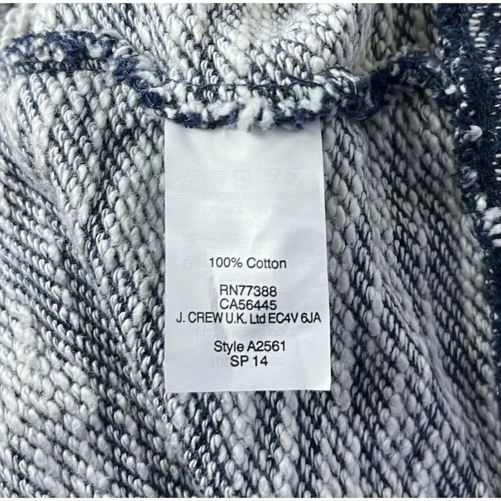 J. Crew Marled Blue Jeweled Rhinestone Neck Knit Pullover Sweater Size Large - Picture 8 of 8